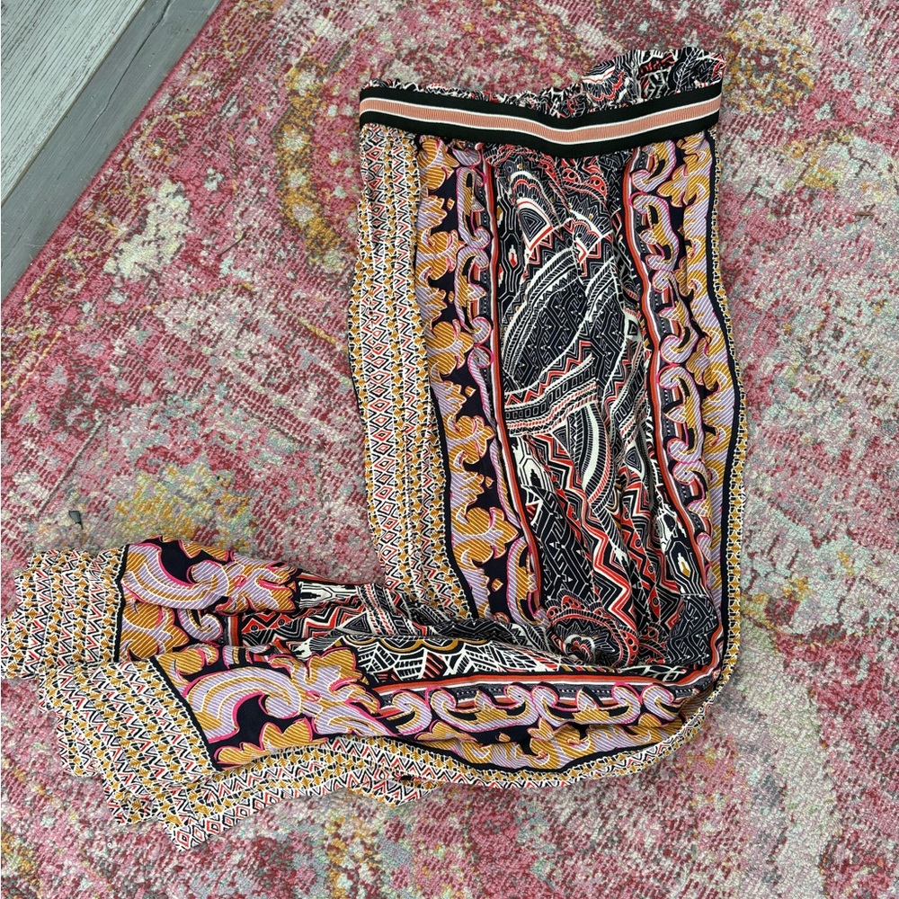 Anthropologie Maeve Black and Red Patterned pants
